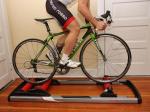 Look at me - I'm sprinting in the drops! Seriously, folks, we wouldn't normally advocate most novices to try sprinting out of the saddle on rollers but Elite's floating E-motion setup effectively cancels out most fore-aft movement to make stuff like this relatively easy.